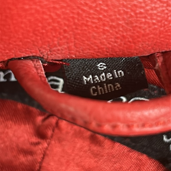 Pamela McCoy red and white  leather jacket SZ Small - Picture 14 of 15